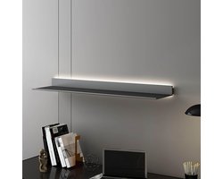 Zwevende Wandplank met LED Verlichting – Aluminium Boekenplank & Wijnrek – 120x15 cm – Modern Goud Design – Muur Gemonteerd Display Rek voor Woonkamer, Badkamer, Keuken – HomebyNicole