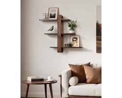 Zwevende Wandplank Mid-Century Modern - 3-Laags Verstelbaar Design - Massief Grenenhout 51cm voor Woonkamer en Slaapkamer
