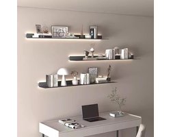 Zwevende Wandplank - Verlichte Plank - Decoratie Tonen - Ingebouwd LED Licht - 150 cm - Grijs