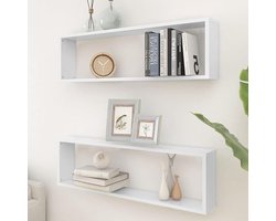Zwevende Wandplanken - Kubusrek Set - Woonkamer Decoratie - Stijlvol Modern Design - 100 x 15 x 30 cm - Wit