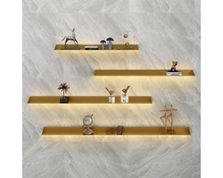 Zwevende Wandplanken - Verlichte Planken - Decoratieve Opslag - Geïntegreerd Ledlicht - 60x20cm - Goud
