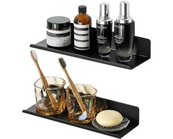 Zwevende Wandrek - Opbergplank Set - Ruimte Besparen - Inclusief Montagemateriaal - 30 cm Lengte - Zwart