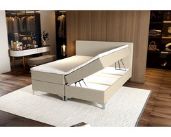 Zydante® - Boxspring - Londen met Opbergruimte - Bed - 160x200 cm - Beige