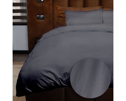 Zydante® Dekbedovertrek Emboss Geometric 200x220 cm - Anthracite - met 2 Kussenslopen