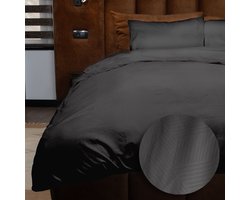 Zydante® Dekbedovertrek Emboss Geometric 240x220 cm - Zwart - met 2 Kussenslopen