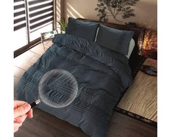 Zydante Dekbedovertrek - Hotel Home Collection - – Microlinnen – Luxe Hotel Look – Ademend en Vochtregulerend – Comfortabel Beddengoed - Plymouth - Antraciet / 200x200