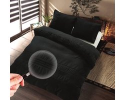 Zydante Dekbedovertrek - Hotel Home Collection - – Microlinnen – Luxe Hotel Look – Ademend en Vochtregulerend – Comfortabel Beddengoed - Plymouth - Zwart / 200x200