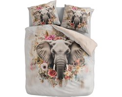 Zydante® Dekbedovertrek Printed 140x200/220cm – Tusks & Petals – met 1 Kussensloop