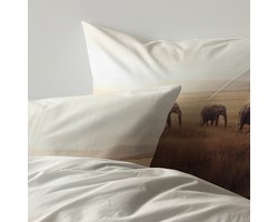 Zydante® Dekbedovertrek Printed 240x200/220cm – Terra Plains Olifant – met 2 Kussensloop