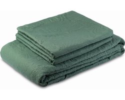 Zydante Home Bedsprei 220x240 cm – Inclusief 2 Kussenslopen 60x70 cm – 2-Persoons – Dark Green Royal
