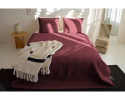 Zydante Home® Bedsprei Incl. 2 Hoezen -Bordeaux Rood Rope - 220x240 cm + 2 * 60x70 cm