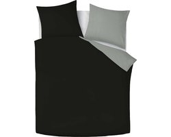 Zydante SwissTech Dekbedovertrek Set – Omkeerbaar – Inclusief Kussenslopen – Katoen – 2-Zijdig – Wasbaar 60 °C - Antraciet & Wit / 200x140