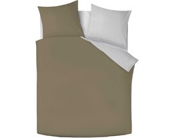 Zydante Swisstech Dekbedovertrek Set - Omkeerbaar - Taupe & Gebroken wit / 240x200 cm