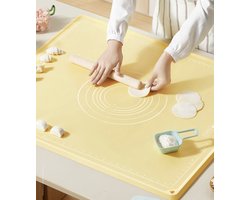ZYLARO Siliconen bakmat XL - bakmat - 70x50 cm - Deegmat - Extra dik - Hittebestendige tot 250°C - Vaatwasserbestendig - Polymeer antibacteriële structuur - BPA-vrij - Anti aanbak - geel