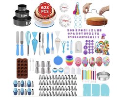 ZYLARO Taart decoratie set - 623 delig Taart Bakken Accessoires Set - bakset - Taartversiering set - Inclusief taartdraaiplateau en taartvorm