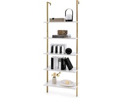 Zylo® Ladderrek - Ladderkast - Ladder Rek - Wit en Goud - 60cm x 30cm x 180cm