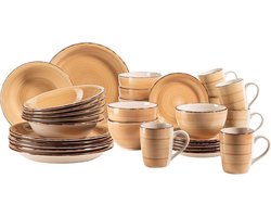 Zylo® Serviesset 30 Delig - 6 Persoons - Compleet Servies - Keramisch Servies - 62x38x36cm - Beige