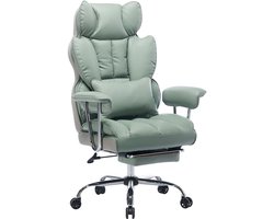 ZynoCore Directiestoel XL 180 kg – Ergonomische Bureaustoel – Dubbel Gevoerde Gaming & Office Chair – Brede Zitting – Voetsteun – PU Leer – Hoge Rugsteun Groen