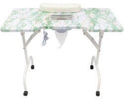 Zyrex® Manicure Tafel met Afzuiging - Nageltafel - Bureau -Met Lades Op Wielen Met Remmen - Groen - 48cm x 95cm x 72cm