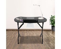 Zyrex® Manicure Tafel met Afzuiging - Nageltafel - Bureau -Met Lades Op Wielen Met Remmen - Zwart - 90cm x 40cm x 73cm