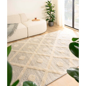 Scandinavisch vloerkleed - Fjord Reise grijs/crème 120x170 cm