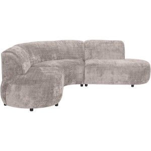 Leen Bakker - Hoekbank Luna Rond - Cremona - Stof - Beige - 260x260x80 Cm