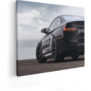 Artaza Canvas Schilderij Auto - 100x80 cm - Groot - Wanddecoratie Zwarte Sportwagen - Muurdecoratie Mancave - Schilderijen Op Canvas
