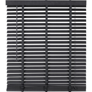 Houten Jaloezie Zwart - 140x180 cm (BxH) - Raamdecoratie - Lamelbreedte 50 mm - inc. Bedieningskoord en Draaistang - Eenvoudig op maat maken en monteren