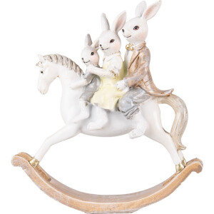 Clayre & Eef Beeld Konijn 20 cm Wit Bruin Polyresin Woonaccessoires