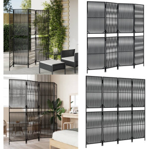 vidaXL Kamerscherm 4 panelen poly rattan zwart - Kamerscherm - Kamerschermen - Privacy Scherm - Privacyscherm