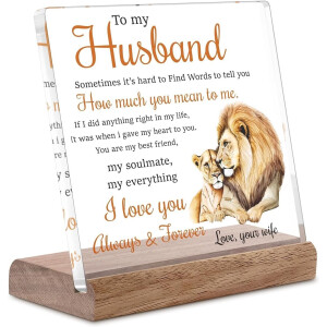 Sander Shop Valentijnscadeaus voor echtgenoot van vrouw leeuw thema liefdevolle acrylgeschenken, verjaardagscadeaus voor echtgenoot thuiskantoor bureaudecoraties, huwelijksverjaardag, Valentijnsdag, Vaderdag