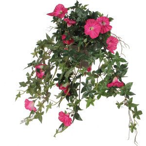 Mica Decorations Kunstplant Petunia - donkerroze - 50 cm - kunst hangplanten