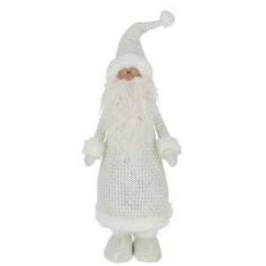 J-Line Kerstfiguren kerstman - textiel - wit - L - 66 cm