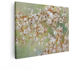 Artaza Canvas Schilderij Zachte Kersenbloesems in Pastelkleuren op een Zonnige Lentedag - 80x60 cm - Wanddecoratie Woonkamer - Schilderijen - Muurdecoratie