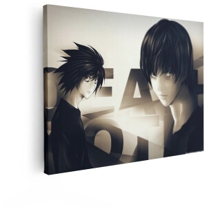 Artaza Canvas Schilderij Death Note - 40x30 cm - Muurdecoratie Anime Portret - Wanddecoratie Jongenskamer - Kamer Accessoires Manga Sepia