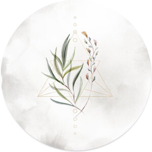 Label2X - Muurcirkel botanical - Ø 20 cm - Forex - Multicolor - Wandcirkel - Rond Schilderij - Muurdecoratie Cirkel - Wandecoratie rond - Decoratie voor woonkamer of slaapkamer