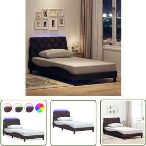 vidaXL Led Bed - Bedframe - Bedframe met LED zonder matras 100x200 cm stof donkerbruin - Donkere Bruine Bed - Tweepersoons Bed - Boxspring
