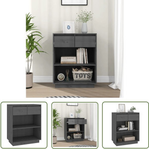 vidaXL Grenoble Hout - Wandkast - Wandkast 60x34x75 cm massief grenenhout grijs - Grijze Wandkast - Opslagoplossing - Woonaccessoires