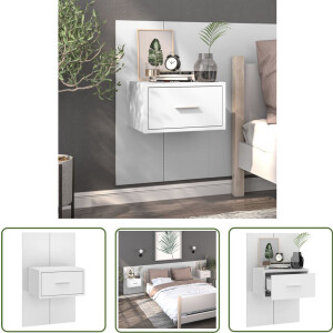 vidaXL Nachtkastje Hoogglans Wit 48,5x32,5x80 cm Wandlamp - Nachtlamp - Bureau Accessoires - Slaapkamer Meubels - Houten Kast