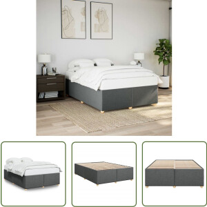 vidaXL Donkere Kleuren - Bedframe - Bedframe zonder matras stof donkergrijs 140x190 cm - Houten Bedframe - Tweepersoonsbed - Boxspring