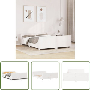 vidaXL Grenenhouten Bed - Bed Frame - Bedframe zonder matras massief grenenhout wit 120x190 cm - Wit Bedframe - Modern Bed - Minimalistisch Bed