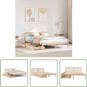 vidaXL Bedframe zonder matras massief grenenhout 150x200 cm - Dynammometer Sleutel - Sleutelset - Gereedschap - Drapers Tools - Klikmechanisme