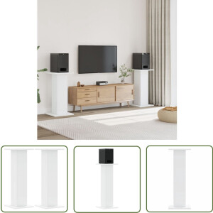 vidaXL Houten Speakerstands - Speakerstands - Speakerstandaards 2 st 30x30x80 cm bewerkt hout wit - Wit Speakerstands - Audio Equipment - Luidsprekerstatieven