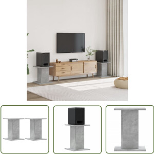 vidaXL Houten Speakerstands - Speakerstands - Speakerstandaards 2 st 30x30x40 cm bewerkt hout betongrijs - Betonnen Speakerstands - Luidspreker Standaards - Audio Accessories