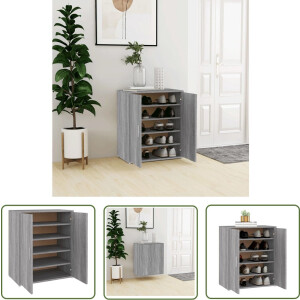 vidaXL Schoenenopbergers - Schoenenkast - Schoenenkast 60x35x70 cm bewerkt hout grijs sonoma eikenkleurig - Houten Schoenenkast - Grijze Schoenenkast - Eiken Schoenenkast