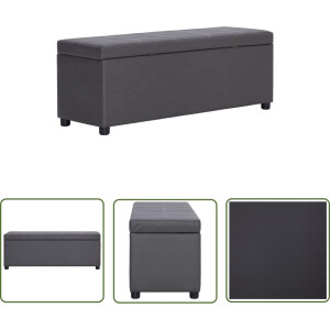 vidaXL Bankje Met Opbergruimte - Opslagbanken - Bankje met opbergvak 116 cm kunstleer grijs - Stoffen Bank - Grijze Bank - Moderne Bank