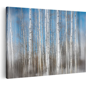 Artaza Canvas Schilderij Wazig Beeld van Witte Berkenbomen in de Sneeuw - Landschap - 30x20 cm - Klein - Wanddecoratie Woonkamer - Schilderijen - Muurdecoratie
