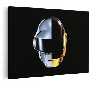 Artaza Canvas Schilderij Daft Punk - 90x60 cm - Wanddecoratie Muziek - Muurdecoratie Goud - Schilderijen Op Canvas Zwart Goud