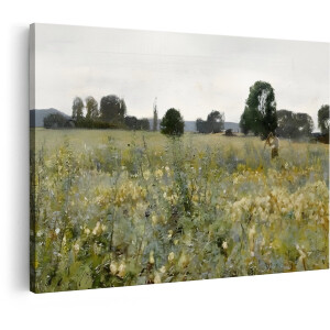Artaza Canvas Schilderij Landschap - 60x40 cm - Wanddecoratie Natuur - Muurdecoratie Bloemenveld - Decoratie Woonkamer - Schilderijen Op Canvas