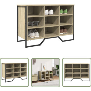 vidaXL Schoenenopbergers - Schoenenkast - Schoenenkast 90x38x61,5 cm bewerkt hout sonoma eikenkleurig - Wandkasten - Houten Kast - Sonoma Eiken
